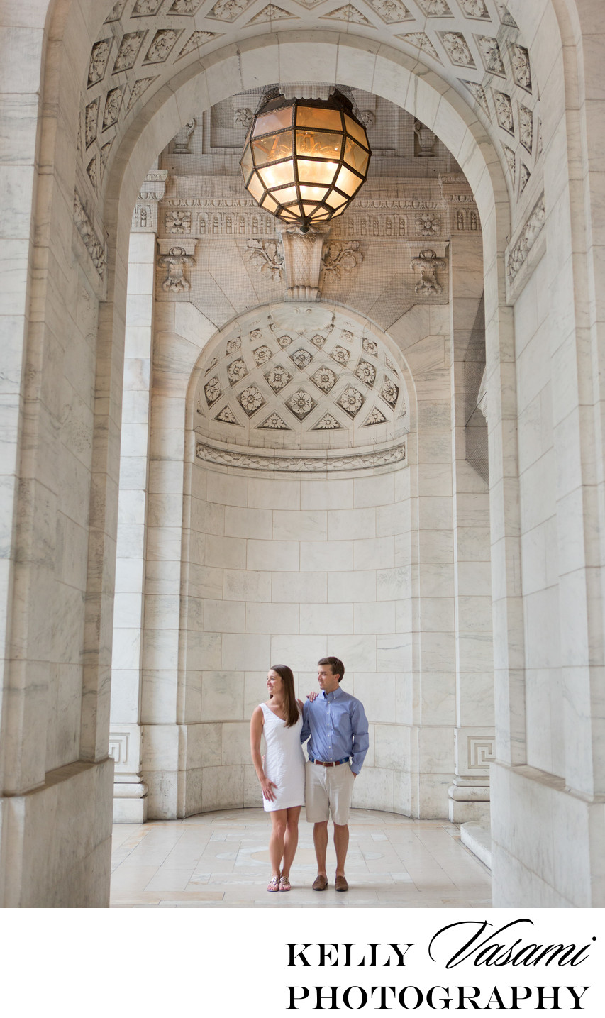 NY Public Library is this couple's dramatic backdrop