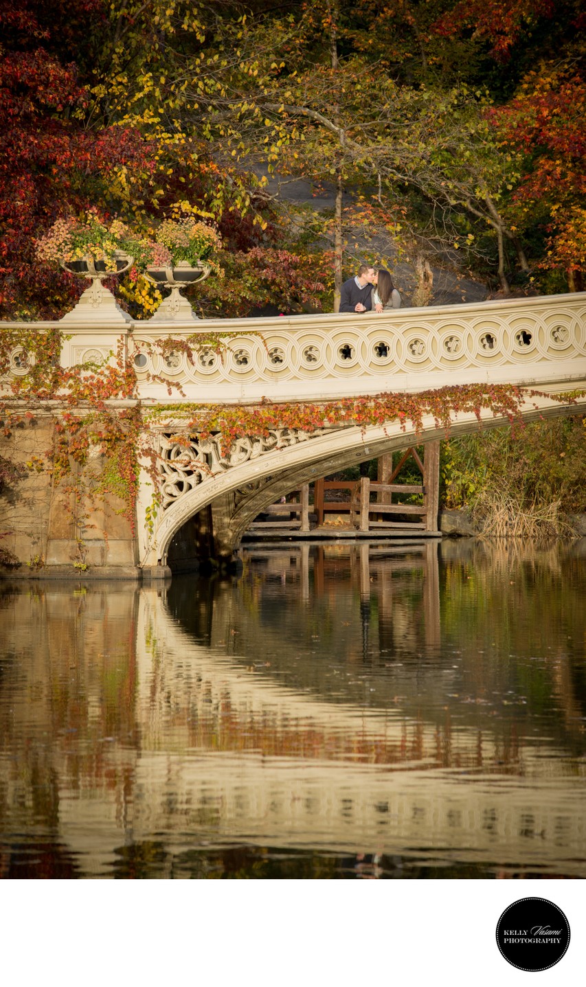 Central Park Bow Bridge Engagement Session in Autumn