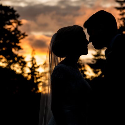 Botanical Garden Wedding | Sunset bride and groom
