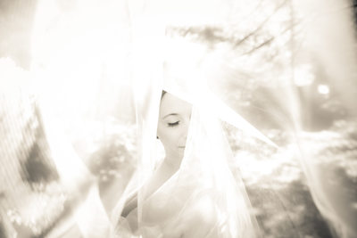 Bride Shot Through Veil, Camp Pinnacle, Hendersonville, NC
