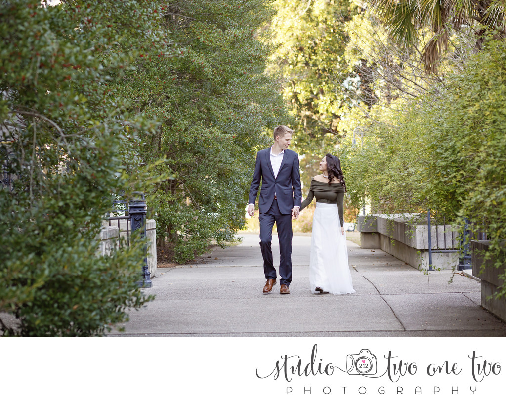 Engagement photos in Columbia SC at Statehouse grounds