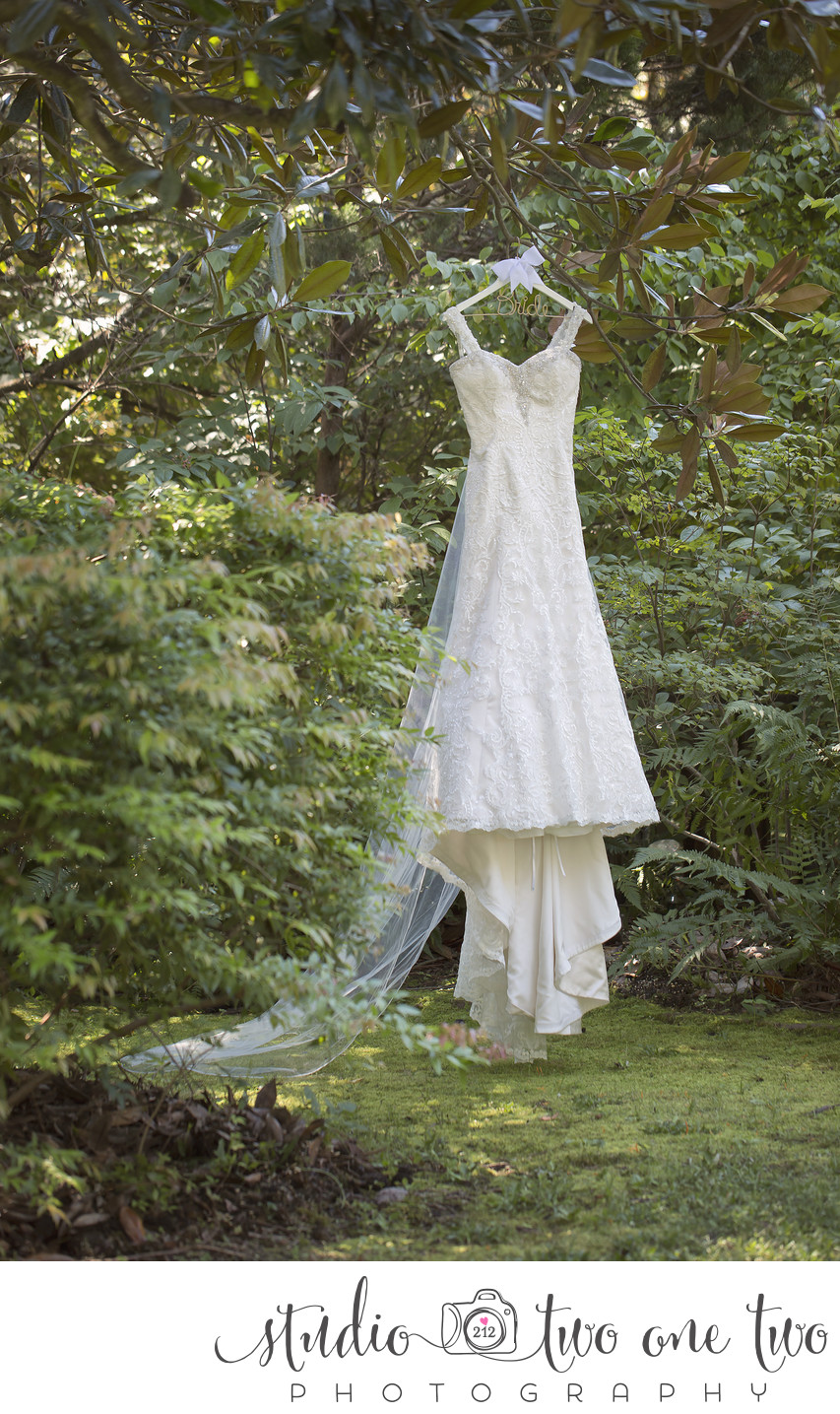 Bride's gown at Wavering Place Plantation.