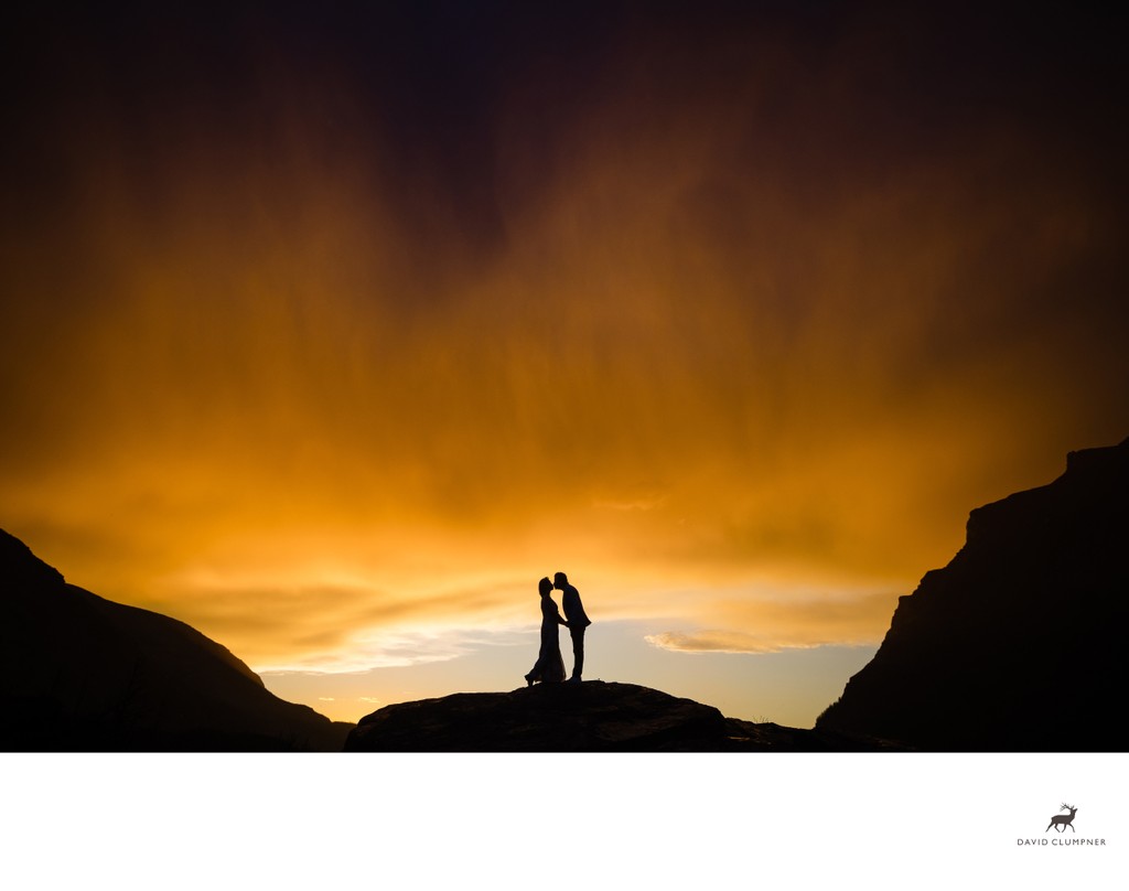 Glacier Park Sunrise Wedding Photo