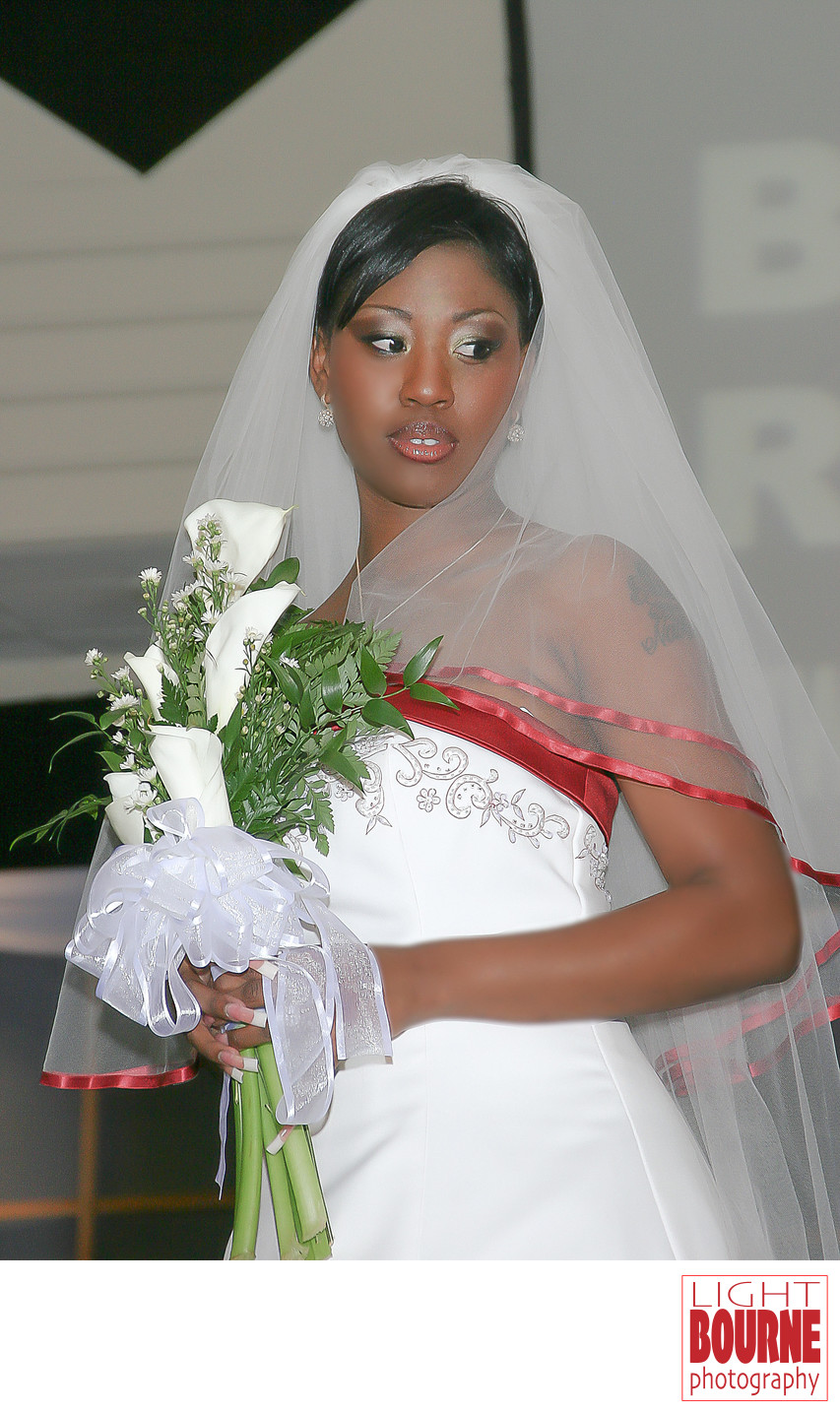 Bahamas bride at Button Bridal Show