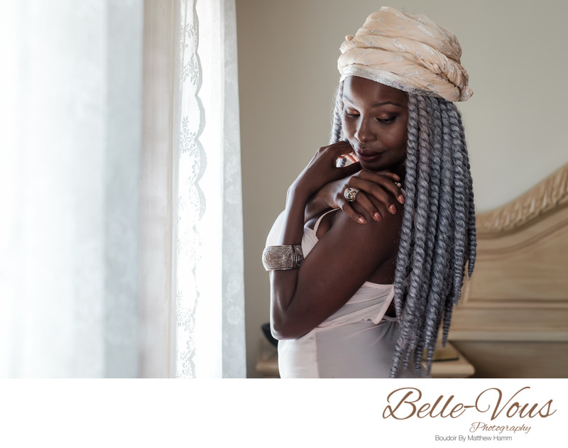 Gorgeous Black Woman Posing For Boudoir Photos