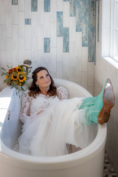 Bridal Portrait with wedding boots