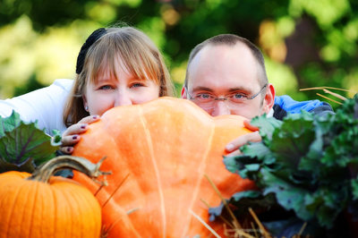 Autumn Anniversary Portrait With Pumpkin