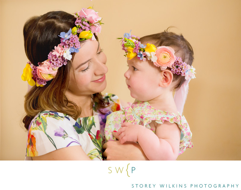 Mother Daughter Photo: Spring Flowers and Mommy Cuddles Mother Daughter Photo: Spring Flowers and Mommy Cuddles
