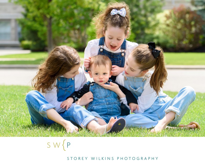 Baby Brother with Three Sisters Baby Brother with Three Sisters