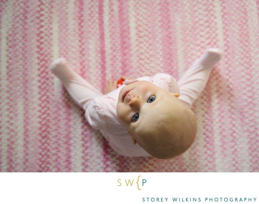 High Angle View of Cute Baby During Portrait Session