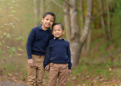 Outdoor Family Photographer of brothers  in Vancouver WA