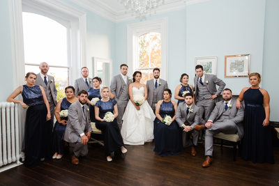 Blue And Grey Attire: Wedding Party