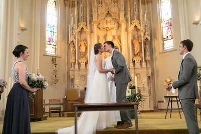 First Kiss: Burlington Wedding Photographer
