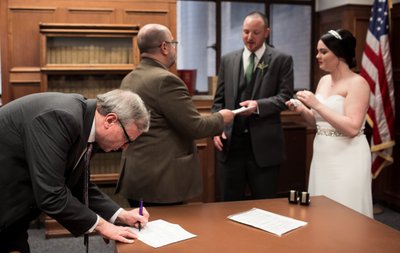 Milwaukee Courthouse Wedding: Witness Signing