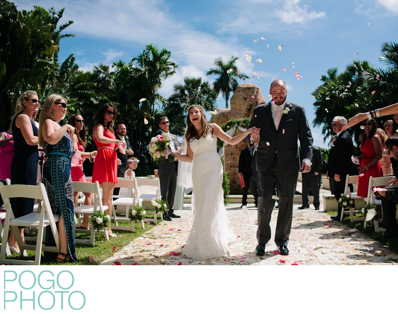 Happy Flower Petal Toss Wedding Exit in West Palm Beach
