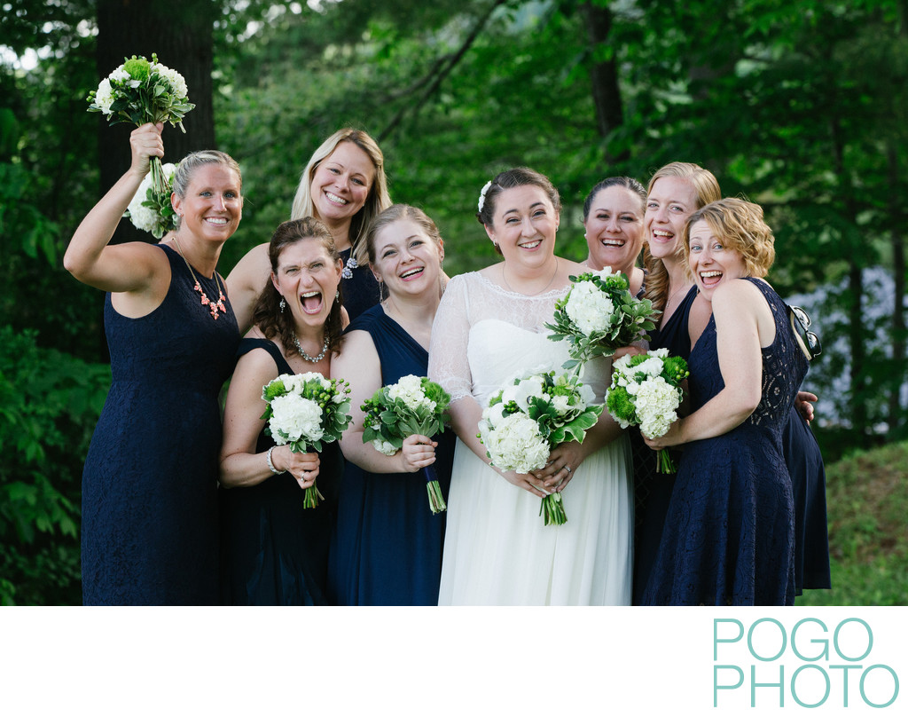 Fun Photos of a Bridal Party in the Vermont Woods