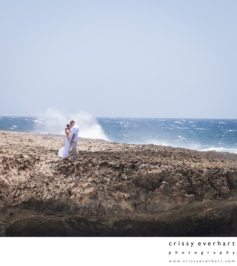 Aruba Destination Wedding - Water Crashing on Rocks