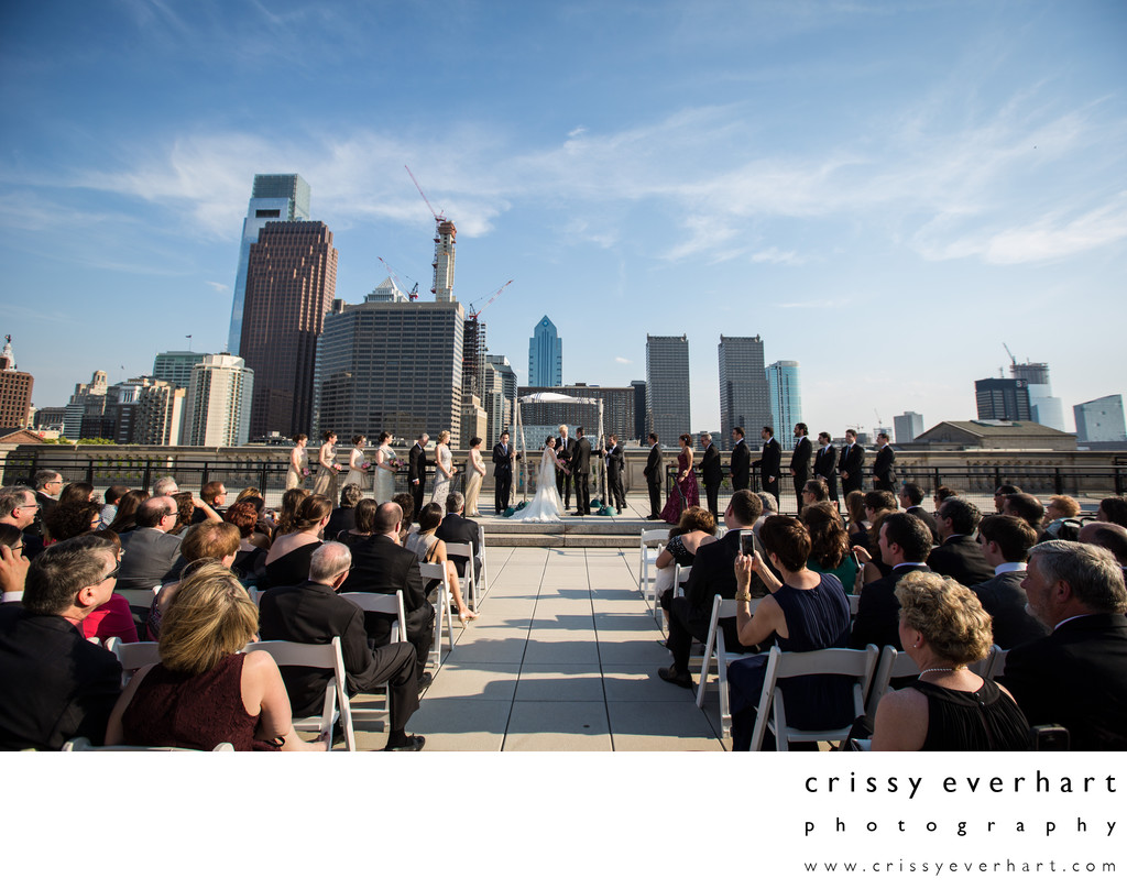 Philadelphia Skyline - Library Rooftop Wedding Ceremony