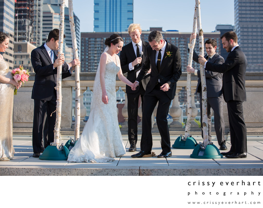 Breaking the Glass on Philly Rooftop - Jewish Ceremony