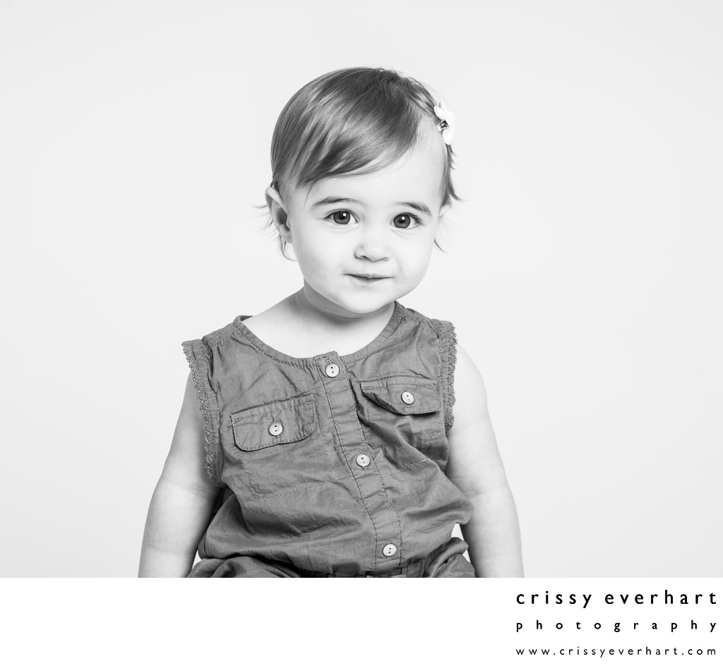 One Year Old Girl, White Backdrop Portraits