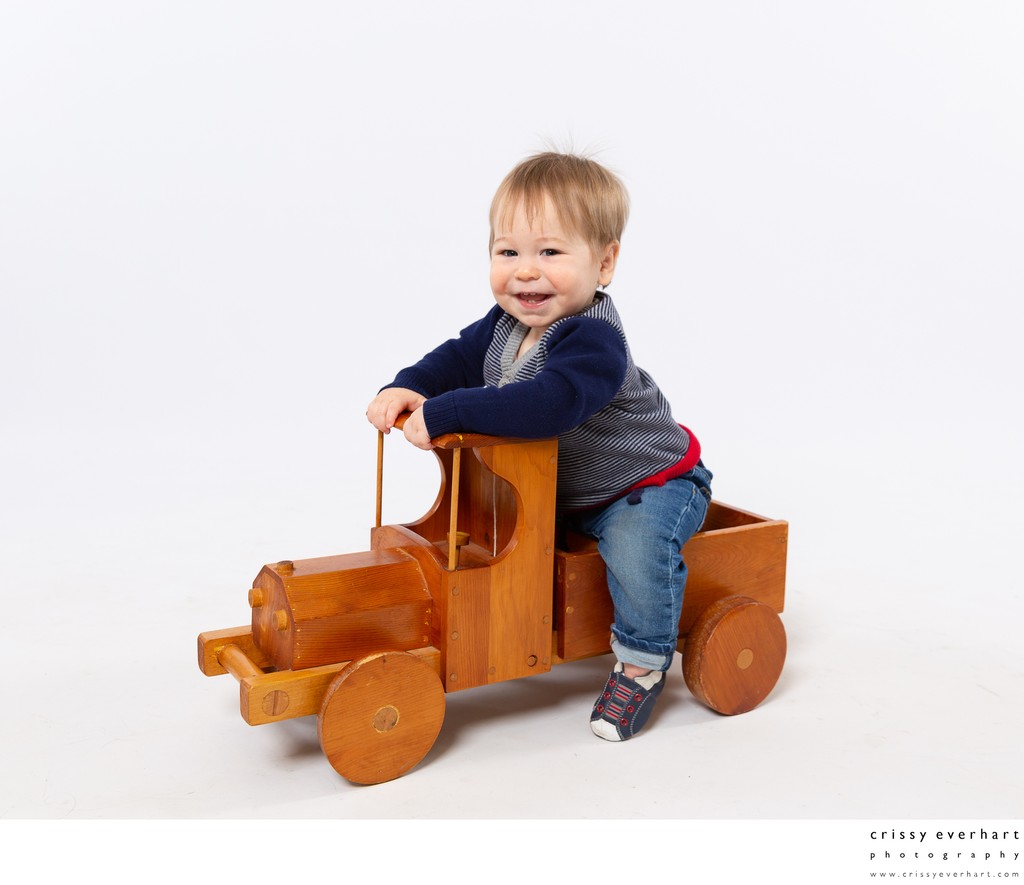 Paoli First Birthday Portraits with Vintage Toy Car