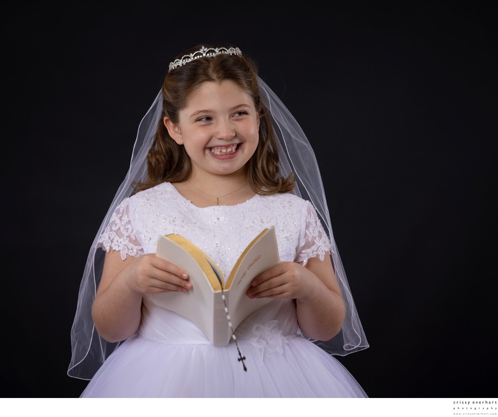 First Holy Communion with Bible and Rosary