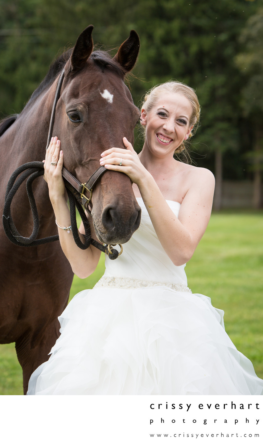 Bride with Horse - Animal Friendly Wedding Photographer