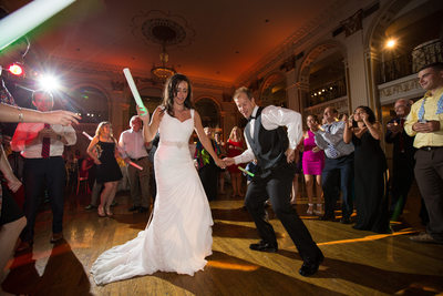 Dancing with Light Sticks at Philly Wedding Reception