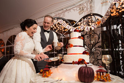 Cake Cutting at Meredith Manor Tent Wedding - Pottstown