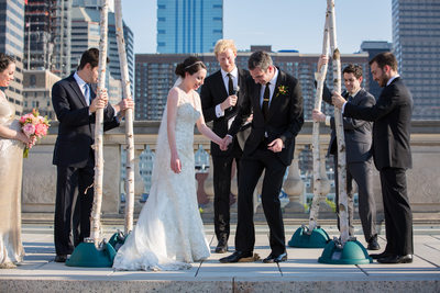 Breaking the Glass on Philly Rooftop - Jewish Ceremony