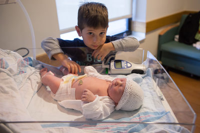 Newborn Photos in Paoli Hospital with Big Brother
