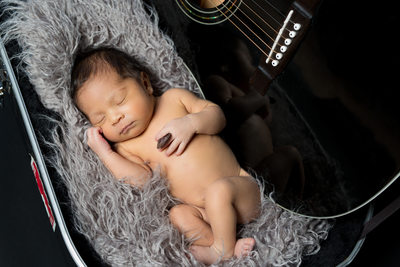 Chester County Photo Studio - Newborn in Guitar Case