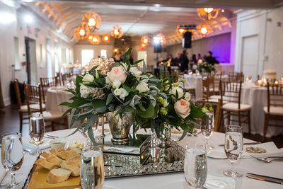 Wedding Table Flower Arrangements at Pomme in Radnor