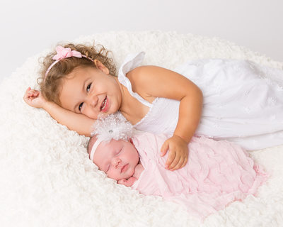 Newborn Baby with Older Sibling - Studio Photos