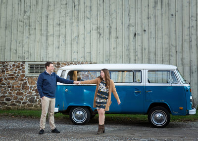 Engagement Session with Vintage Volkswagen Bus