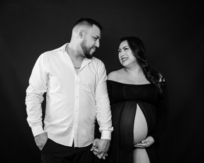 Black and White Maternity Photos with Partner