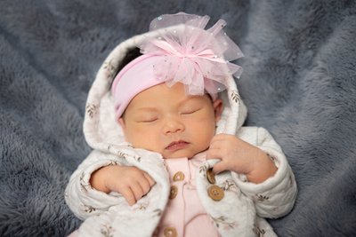 Sleeping Newborn Bundled Up in Winter Clothes