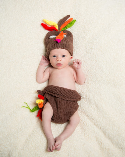 Thanksgiving Newborn Photos - Turkey Baby Knit Costume