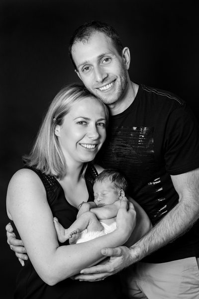 Family Portrait Session with Newborn - Black and White