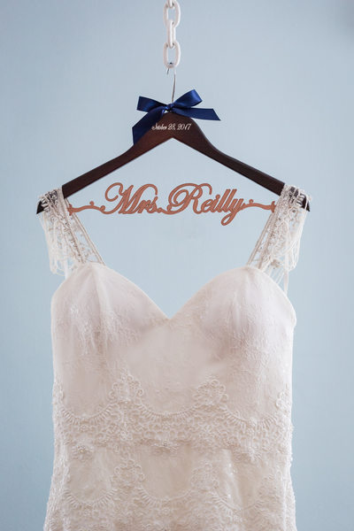 Wedding Dress Photo with Personalized Hanger
