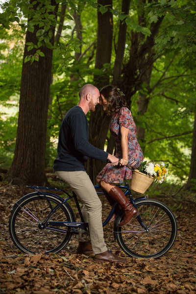 Engagement Photo with Beach Cruiser Bicycle