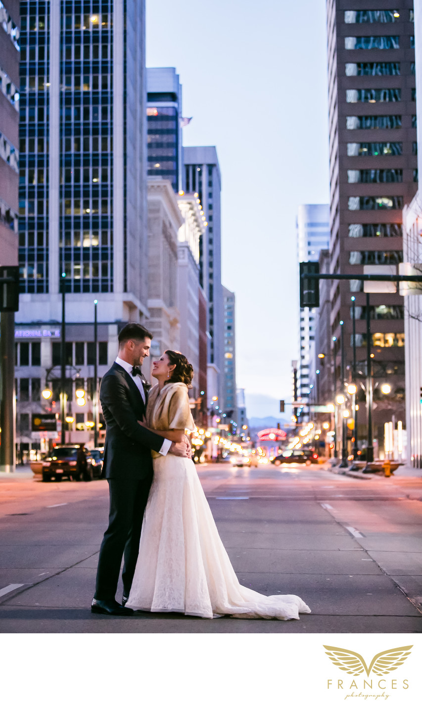 Denver wedding photography bride groom downtown