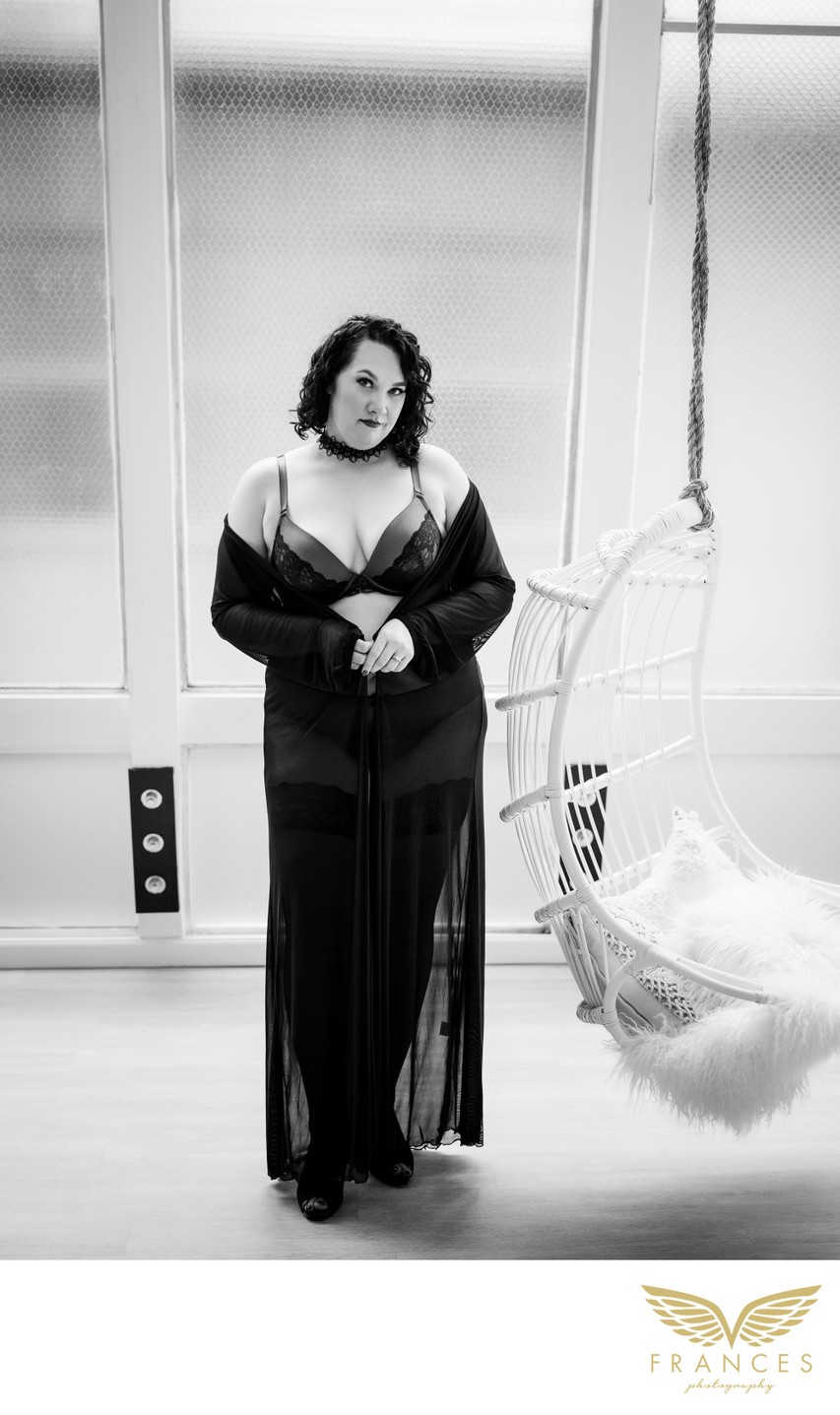 Plus Size Boudoir Image in Black and White