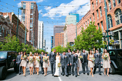Denver wedding photographer on Larimer in Street Denver