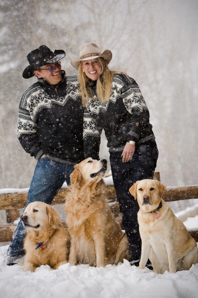 Mountain couple dogs Colorado engagement photography