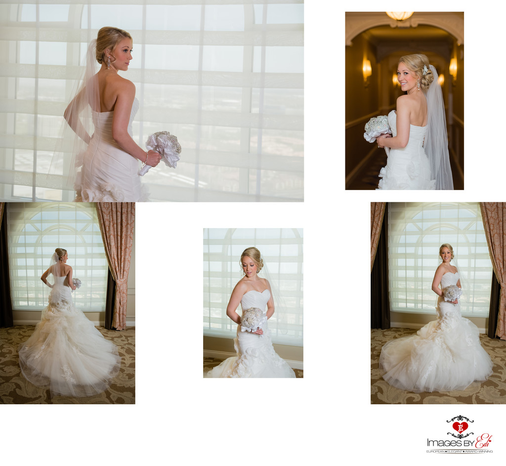 Hilton Lake Las Vegas Resort and Spa Wedding Album-bride portraits in the bridal suite