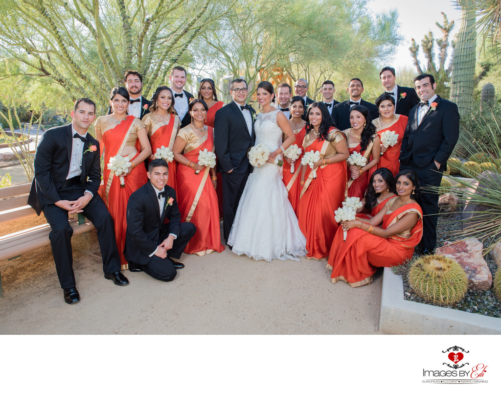 Las Vegas Wedding Photography at Springs Preserve | Photo of  Indian wedding bridal party | Vegas Wedding Photographer | Images by EDI