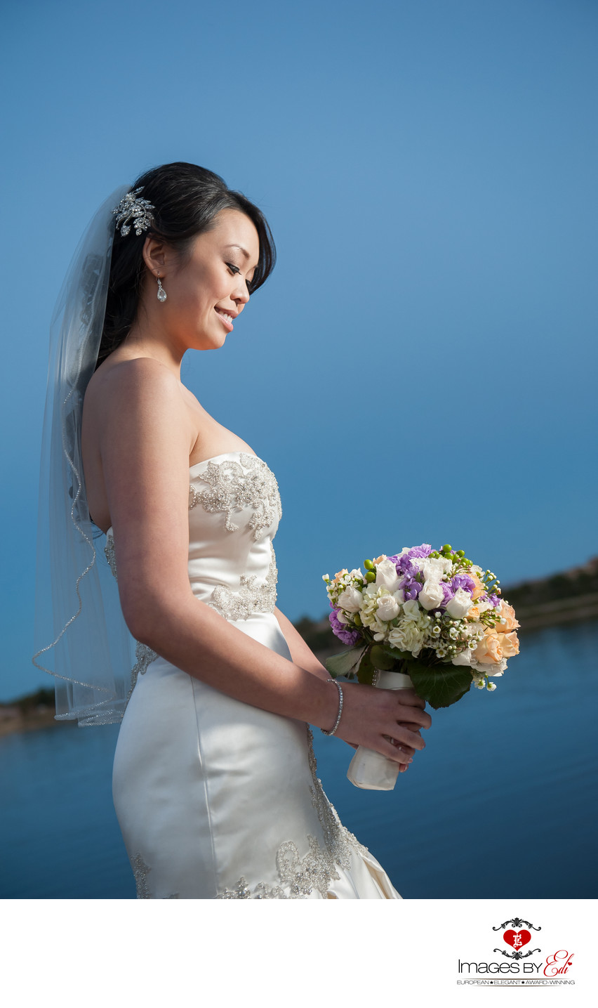 Bride alone at Westin Lake Las Vegas Resort and Spa