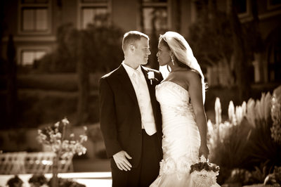 Westin Lake Las Vegas Sepia Photo of wedding couple