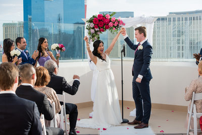 The Platinum Hotel & Spa Las Vegas Rooftop Terrace Wedding Ceremony Photography |  |Creative Las Vegas Wedding Photographer |  Las Vegas Strip Elopement | Images by EDI